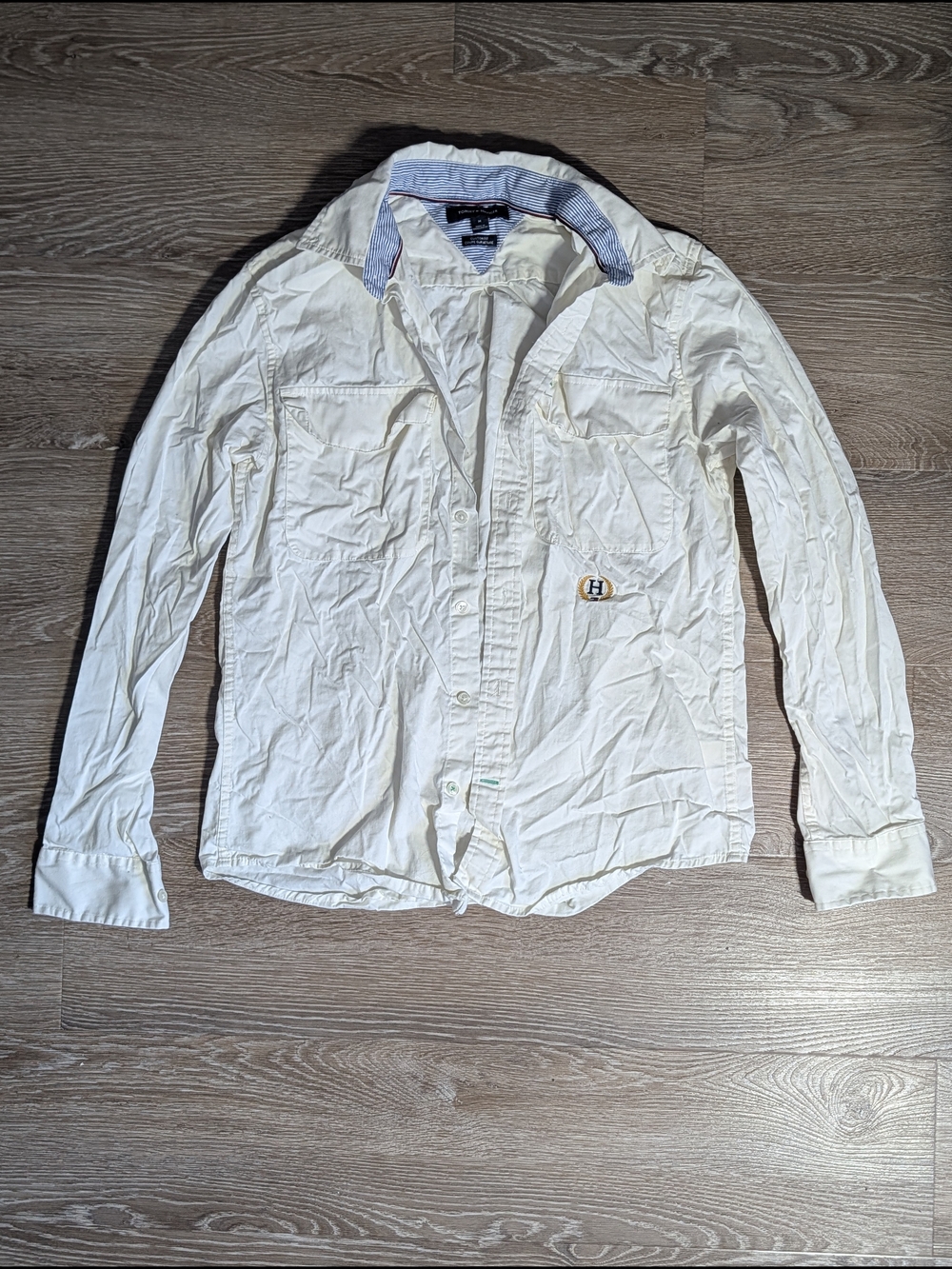 100% Cotton Tommy Hilfiger Off-White Lightweight Button-Up Shirt